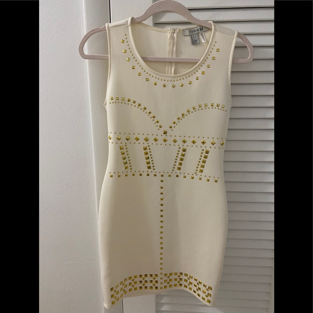Forever 21 Dress, color beige with gold studs